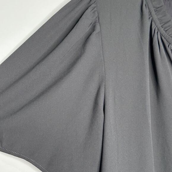 Ann Taylor LOFT Ruffle Tie Neck Mixed Media Top, Black, Size Small - Picture 8 of 8